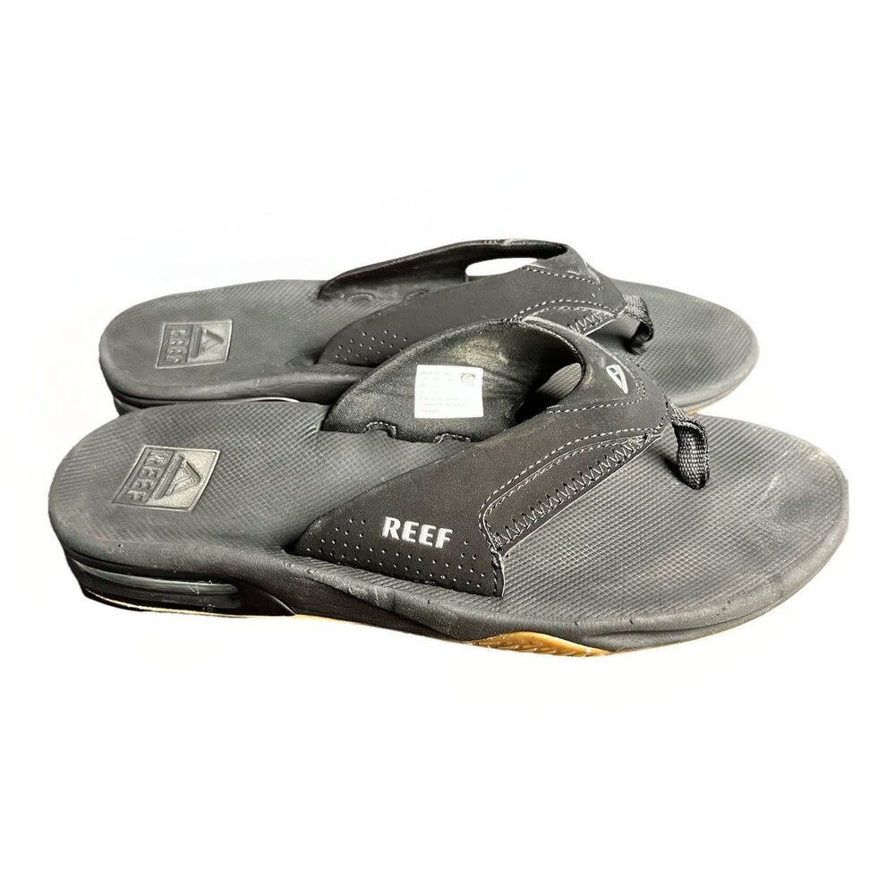 Reef Fanning Sandal Men’s‎ 9 Charcoal Black With Bottle Opener